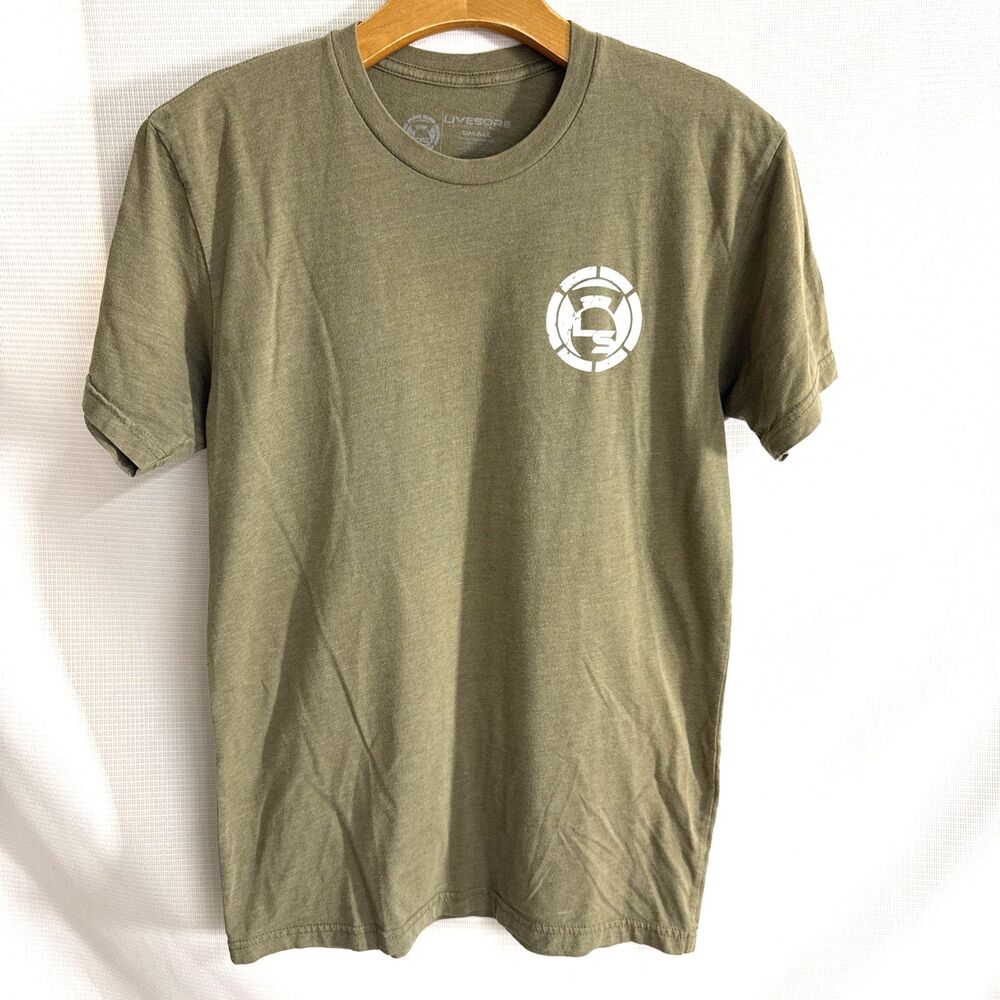 LiveSore Short Sleeve Gym Workout Olive Green Mens T-Shirt - S